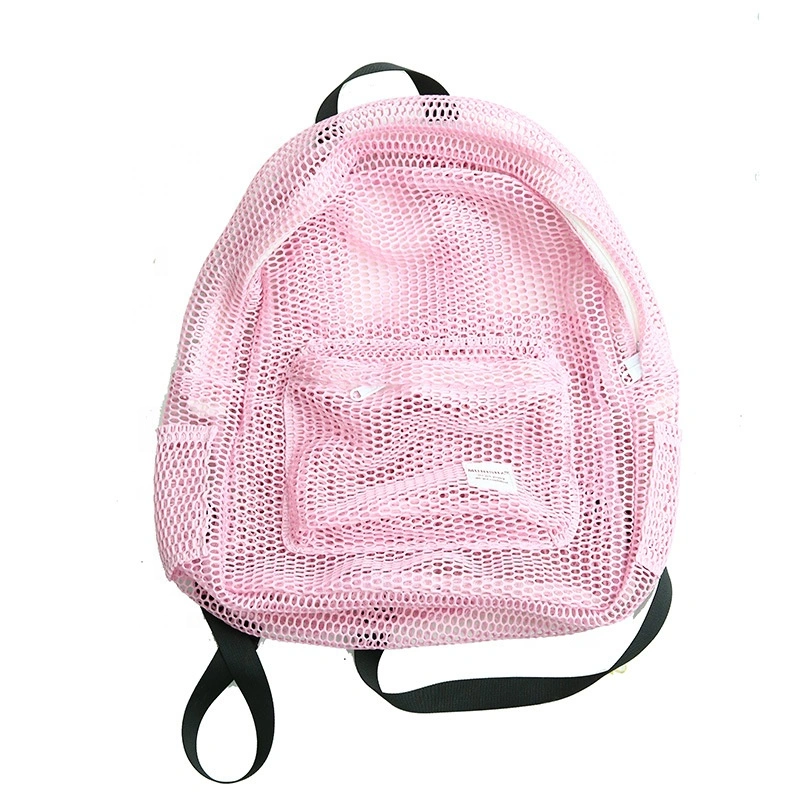 Popular Customized OEM ODM Teenager Girls Net Shoulder Bag Mochila Sports Fishing School Bag Travel Mesh Backpack for Youth