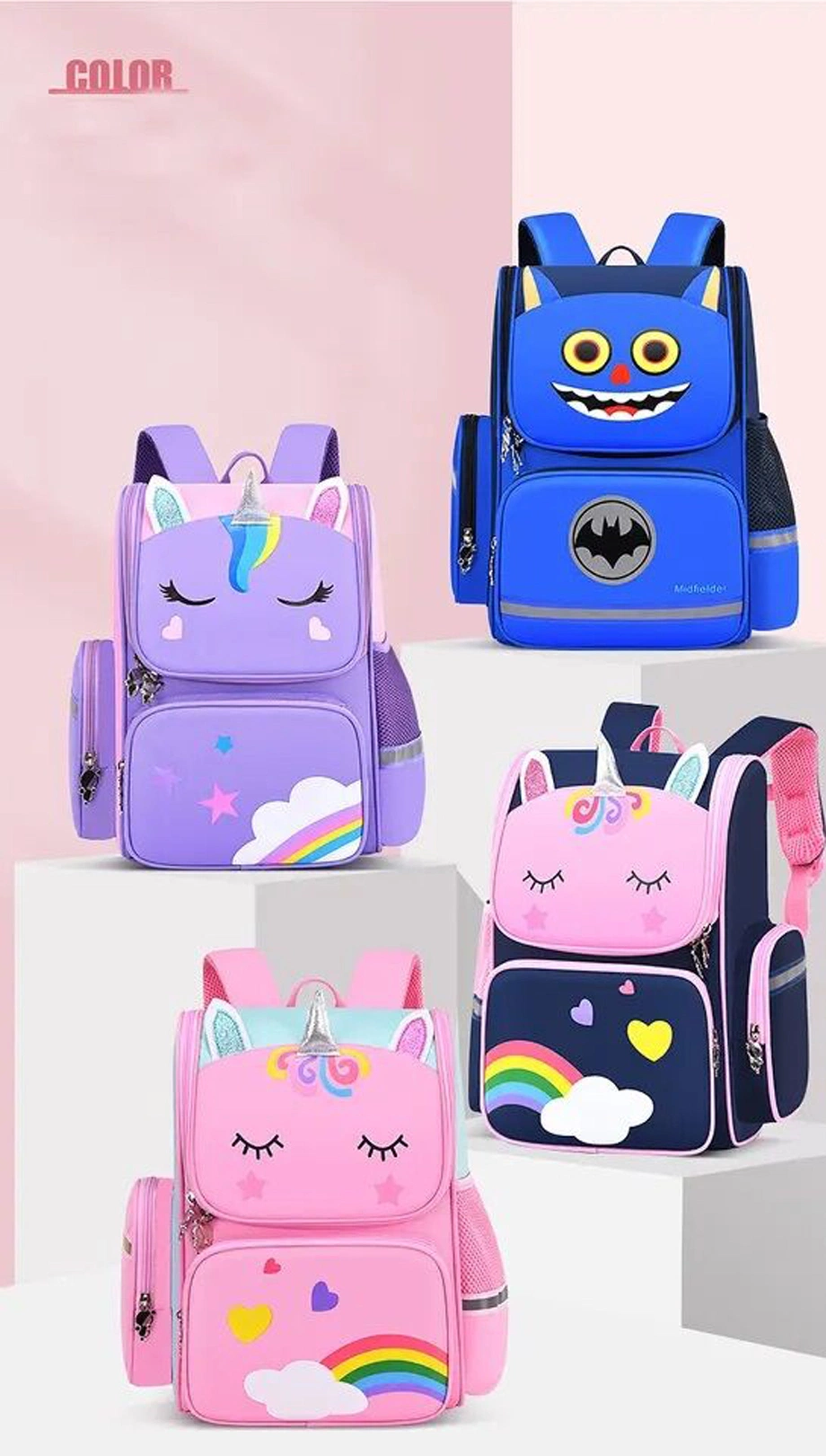 Customization Waterproof Child Kids School Bags Durable Boy Girl Unicorn School Bags