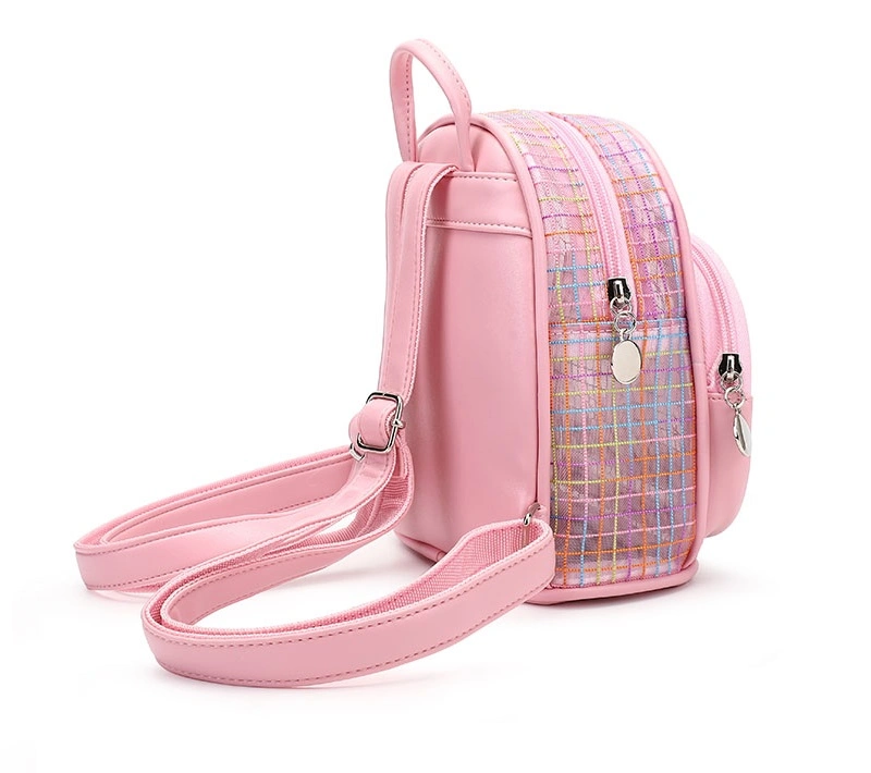 2022 Factory Cost Price Bookbag Grid Line Design Schoolbag Kids Backpack Sequin Bling Laser Kid Shoulder Bags for Primary School for Girls