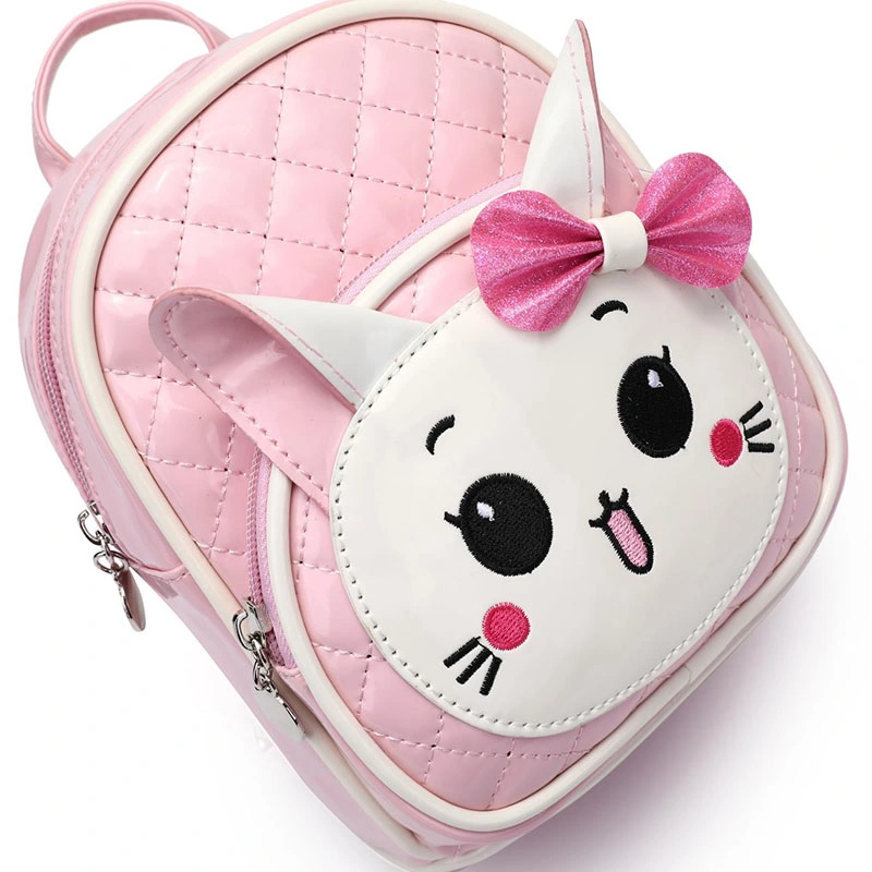 PU Leather Fashion Children Boys Girls Mini Small Preschool Bag Branded Cute Cat Animal Cartoon Baby Backpack for Kids