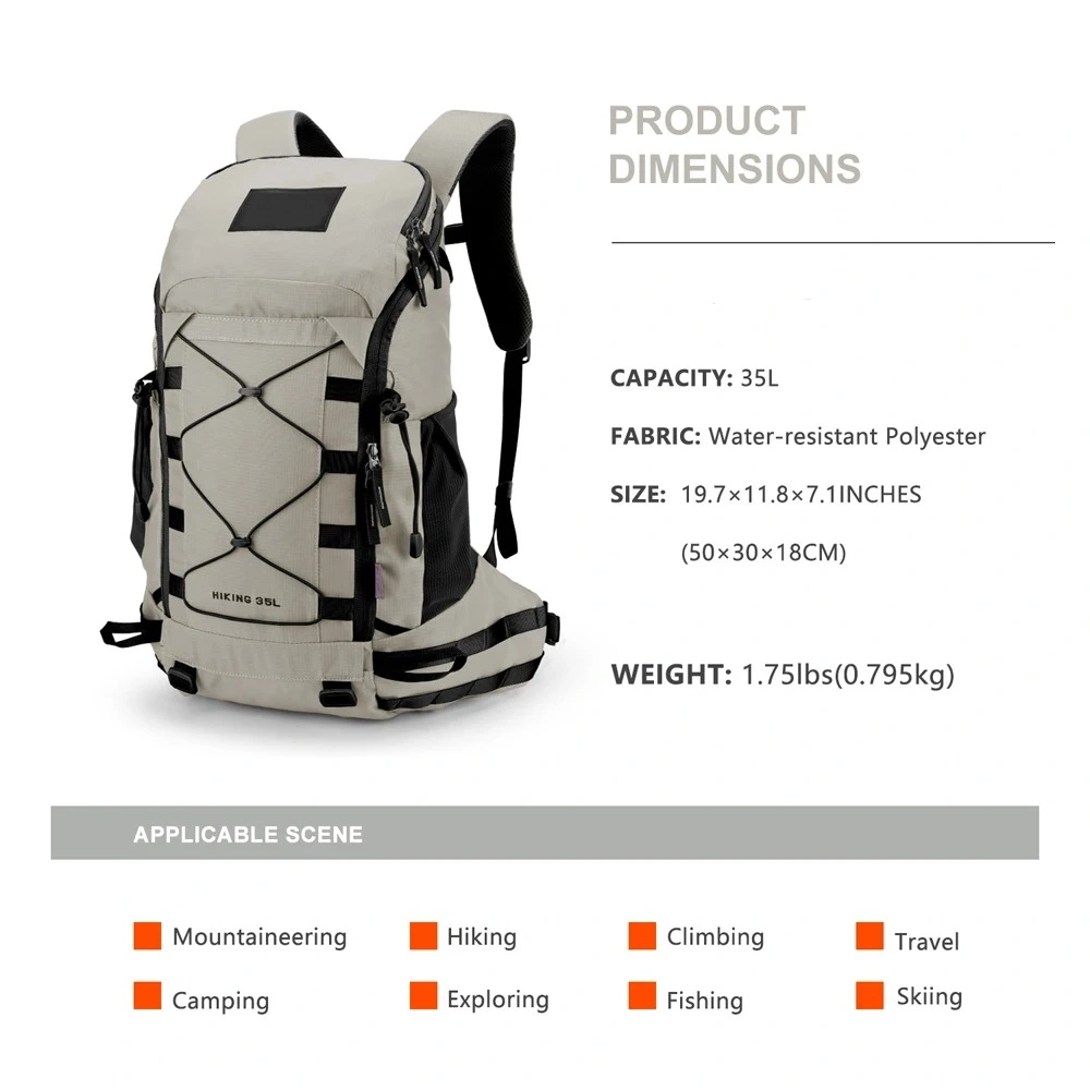 Hiking and Camping Waterproof Custom Polyester Hiking and Travel Backpacks with Ykks Zipper Walk Outdoors Multi-Colored