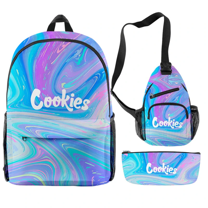 Custom Pattern Available Fashion Girls Boys School Bag Set 3 Sizes Cooky Book Bag Backpack School Bag