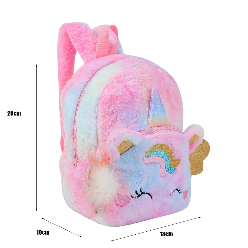 Kindergarten Children Plush Backpack Fluffy Cartoon Cute Unicorn School Bag