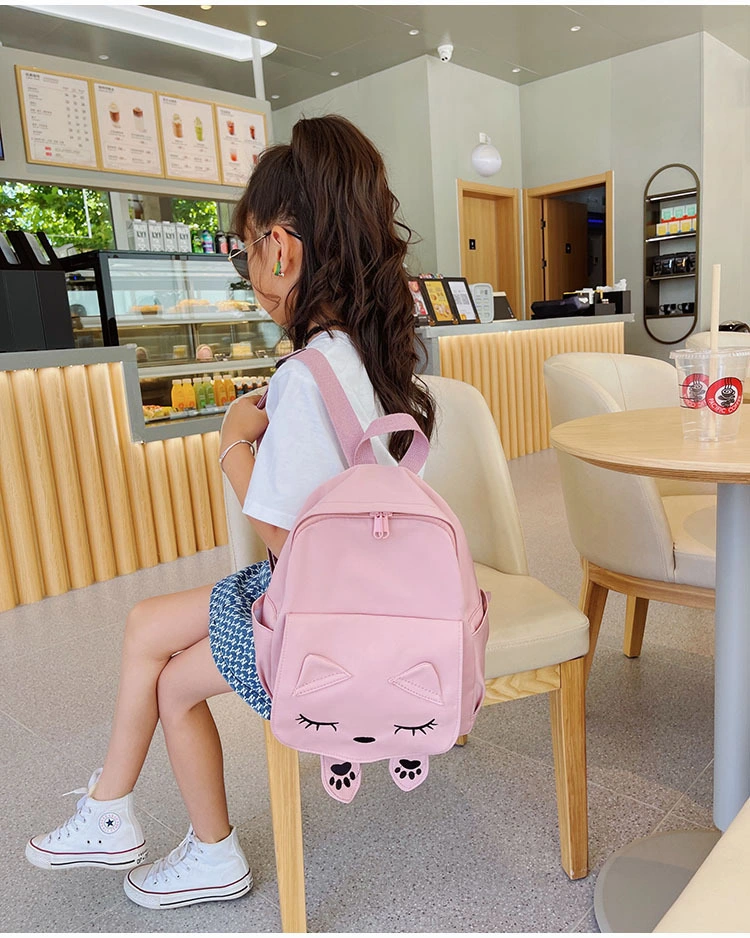 Fashionable Kindergarten Backpack Cute Kitten Schoolbag Candy Colored Nylon Backpack for Children