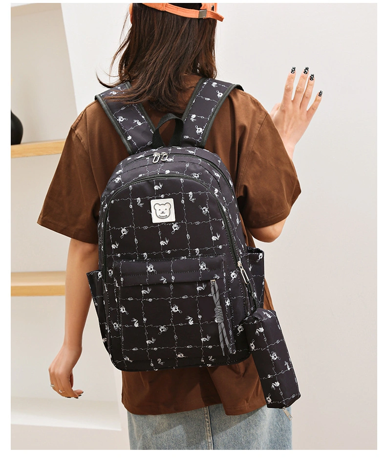 New Junior High School and High School Student Schoolbag Cartoon Print Large Capacity Travel Backpack