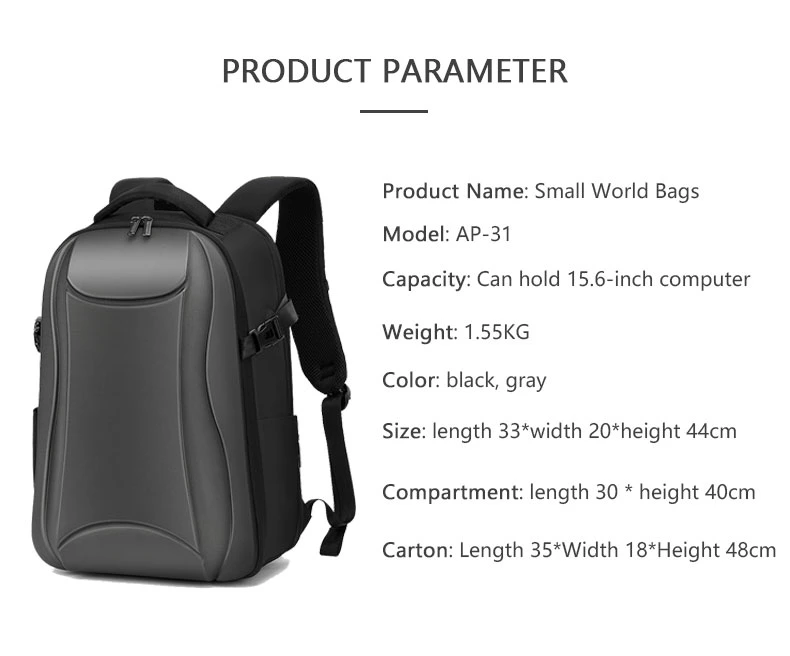 Custom High-End Men&prime;s Backpack Waterproof 15.6 Inch Business Laptop Bag with USB Charging