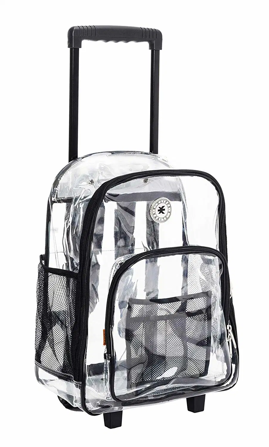 Heavy Duty Rolling Sea Through Clear Backpack with Wheels for School Student