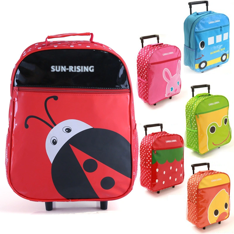 Cute Cartoon Trolley School Bags Backpack with Wheels for Boys Girls Kids