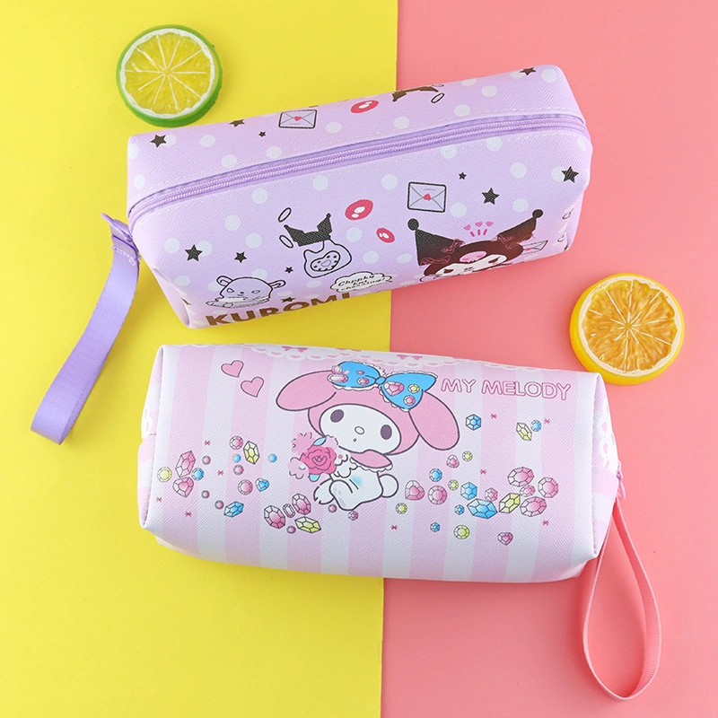 School Cartoon Cute Kawaii Large Capacity PU Leather Pencil Bag for Girls