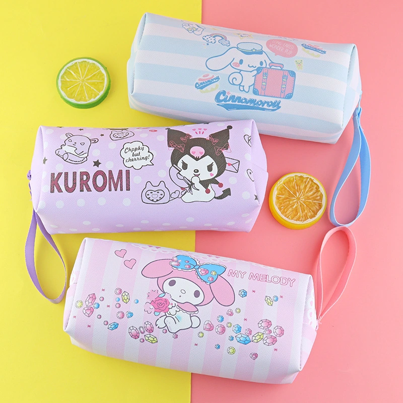 School Cartoon Cute Kawaii Large Capacity PU Leather Pencil Bag for Girls