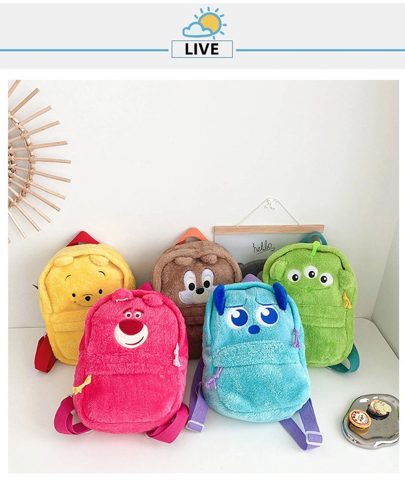 Kids Cartoon School Bag Soft Plush School Backpack Boys Girls Baby