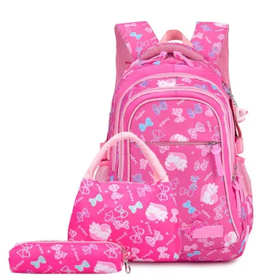 3pcs Bolsos escolares de nylon <a href='/mochila/'>Mochila</a> <a href='/bolsa/'>Bolsa</a> de Escuela impermeable para niñas