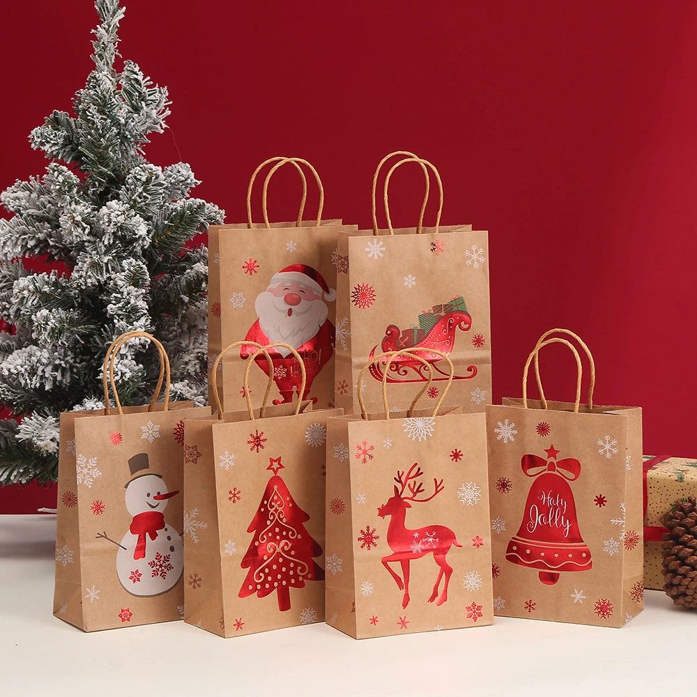 Christmas Gift Paper Bags with Handle Boys and Girls Christmas Candy Bags Paper Goody Bags