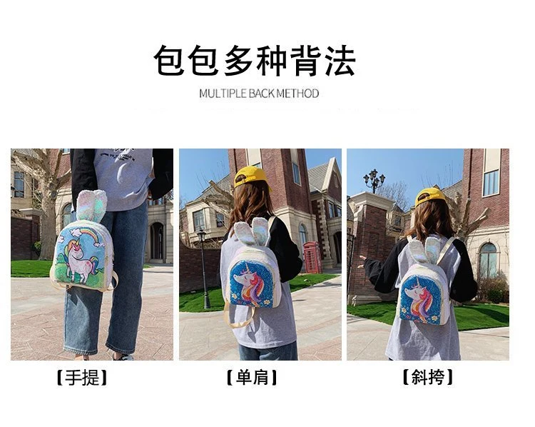 Sequined Backpack Cartoon Cute Little Ears Clutch Bag Luxury Bag Designer Handbags Fashion Bag Lady Bag Travel Backpack