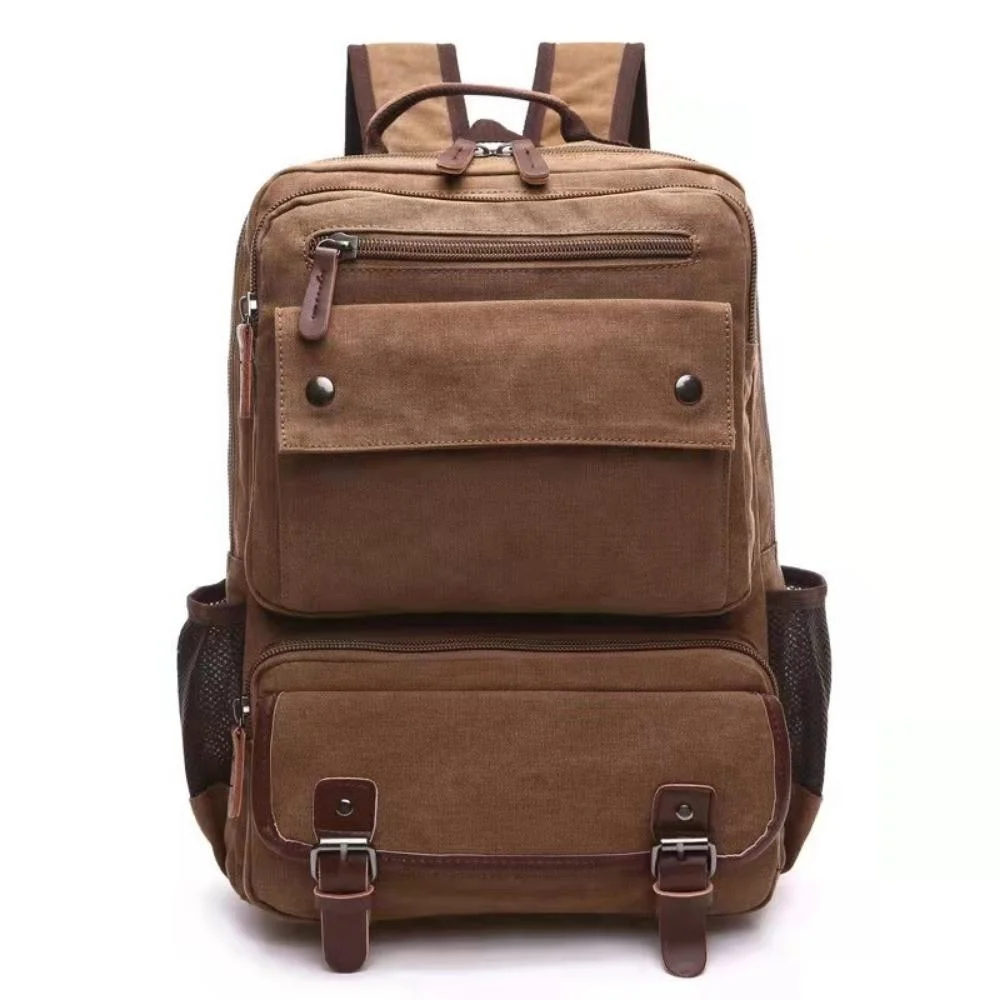 Fashion Men Vintage Canvas Backpack Male Laptop College Student Teenager School Bags Stylish Travel Backpack Wyz18771