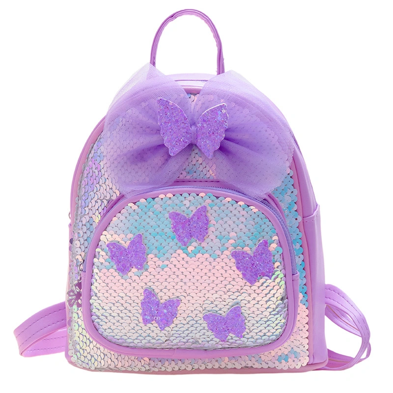 New Style Shiny Cute Schoolbag Delicate Hot Style Girls Glitter Double Shoulder Bag Fashion PU Leather Woman Backpack