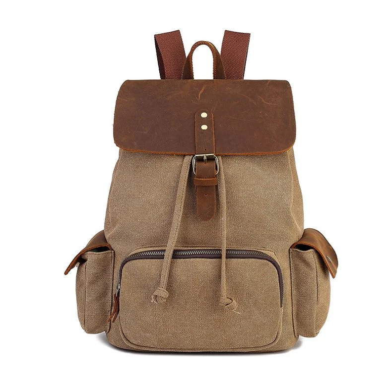 Ga63 Business Computer Durable Waxed Laptop Bag Canvas Backpacks for Men Female Kid Waterproof Vintage Airplane Travel Student Custom Genuine Leather Backpack