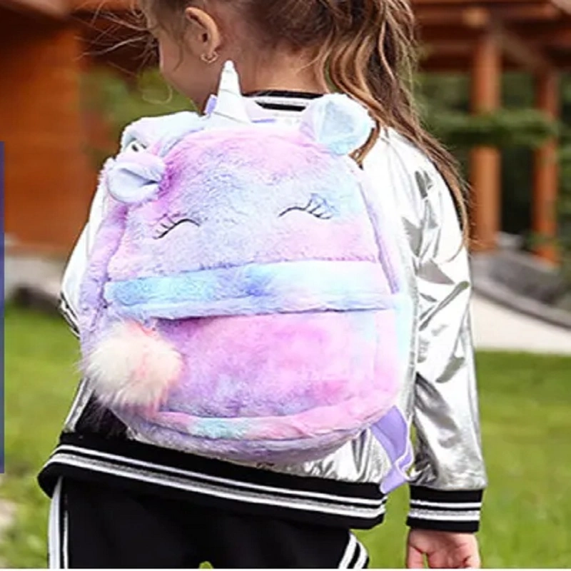 Fashion Bag Girls Plush Pink Travel Backpack Kids Cute Unicorn School Bags Charm Unicorn Backpack