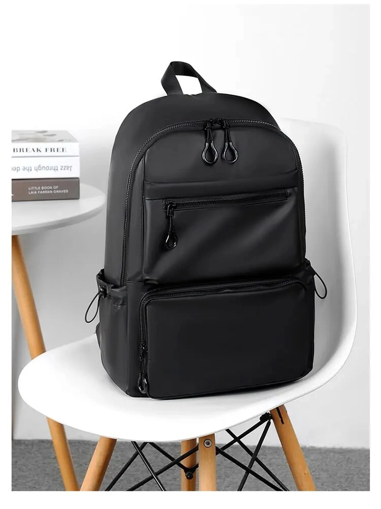 14 Inch Backpack Large Capacity Travel Leisure Solid Color PU Computer Backpack Fashion Casual Bag