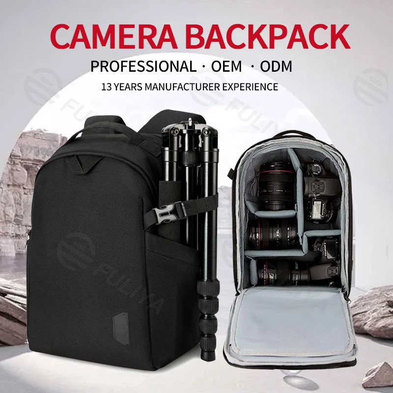 Fuliya Outdoor Digital Camera Backpacks with Laptop Compartment Custom Travel Camera Backpack Waterproof