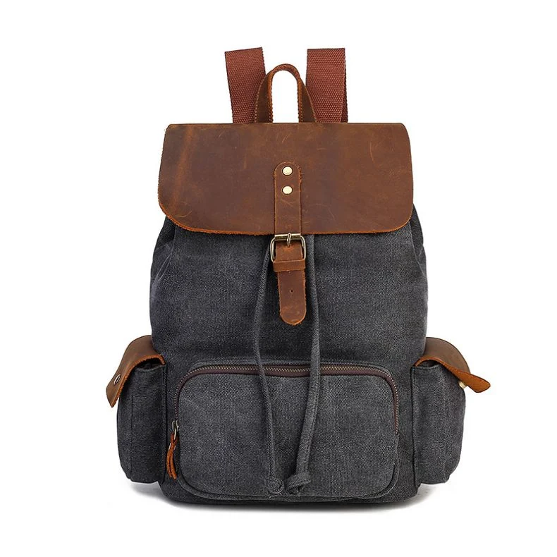 Ga63 Business Computer Durable Waxed Laptop Bag Canvas Backpacks for Men Female Kid Waterproof Vintage Airplane Travel Student Custom Genuine Leather Backpack