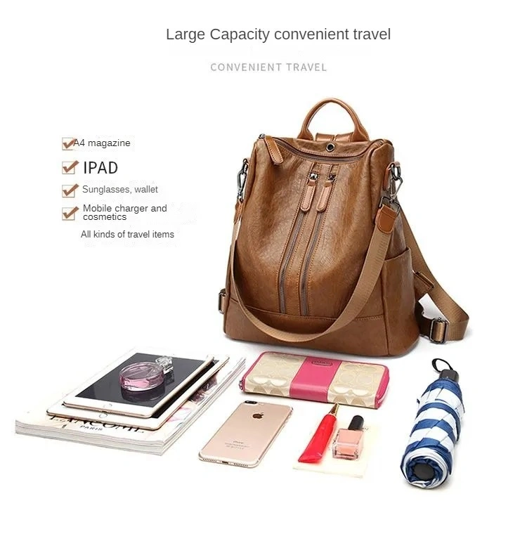 Backpack Female 2023 New Korean Version of The Bag Female Travel Bag Casual Dual-Purpose Backpack