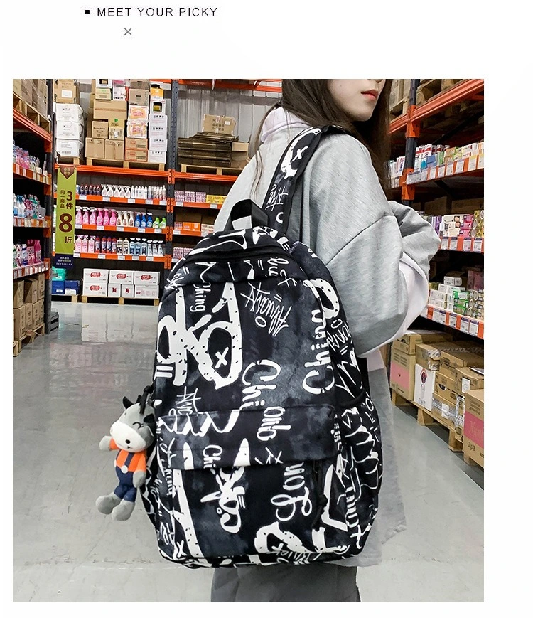 Extra Large Backpack High Capacity Doodle Cartoon Printed School Bag Large Capacity College Backpack Sports Promotion Backpacks