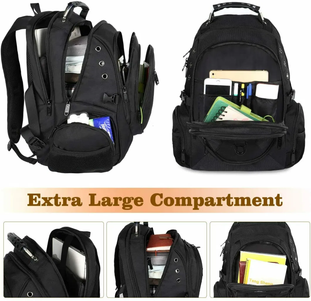 Travel Bag; Trolley Bag; Black 15.6&quot; Rolling Laptop Backpack