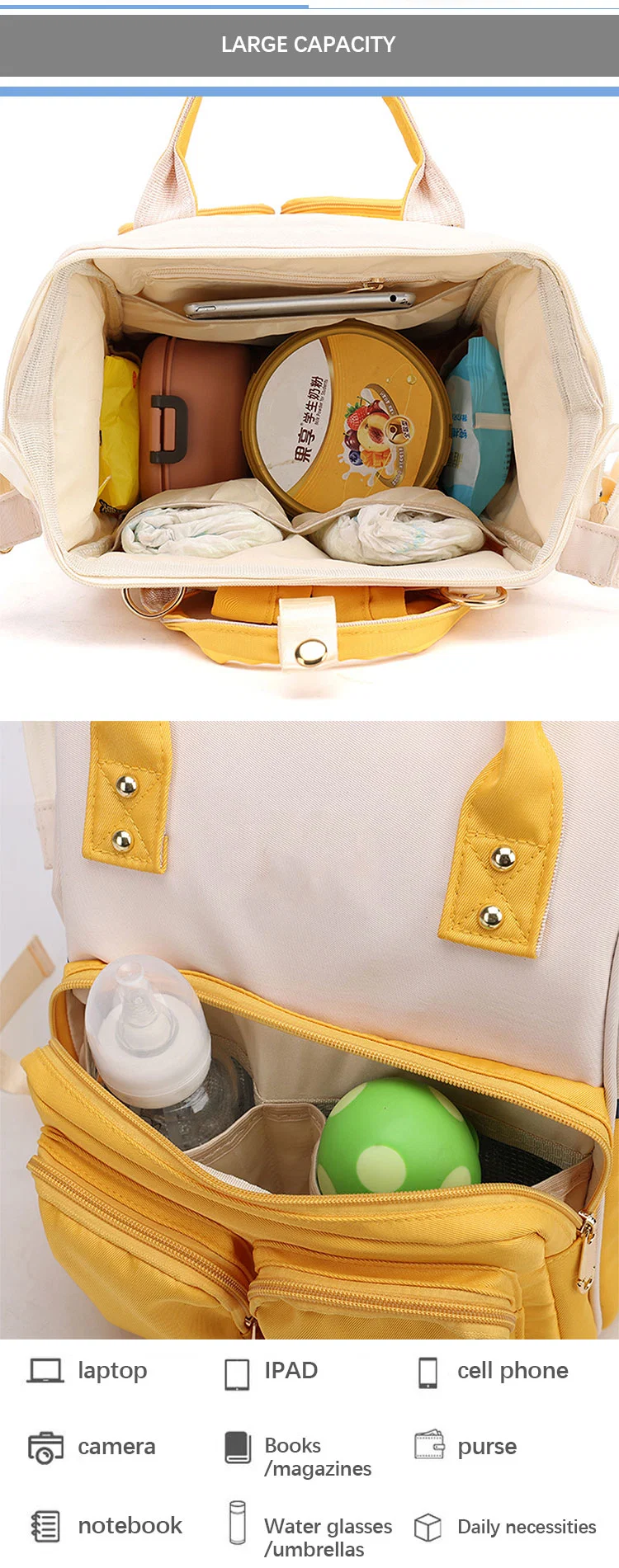 Multifunctional Mommy Bag Large Capacity Women&prime;s Backpack Outdoor Portable Baby Bag for Mother