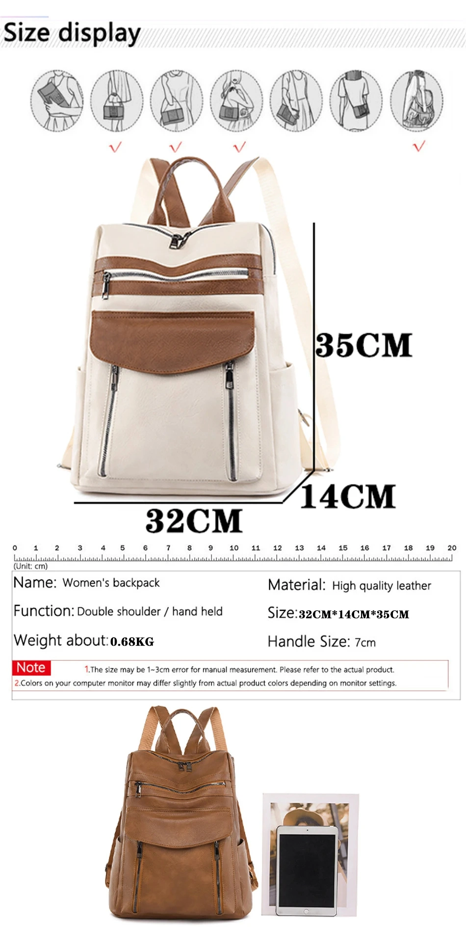 Fashion Women&prime;s Backpack Luxury Designer Ladies Large Capacity Backpacks for School Teenagers High Quality Leather Travel Bags