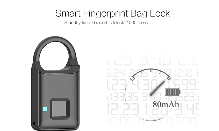 Fingerprint Padlock Waterproof Pad Lock for Luggage Backpack Bike Gym Drawer Locker