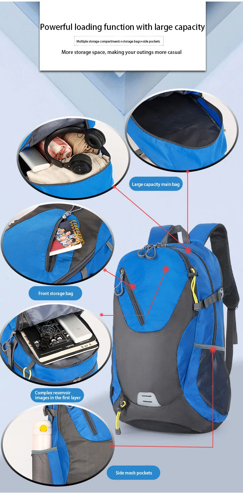 Men&prime;s Travel Backpack with Large Capacity and Lightweight Camping Travel Bag