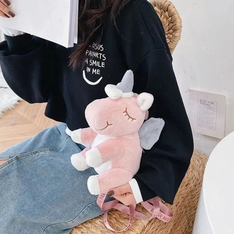 Cute Backpacks Kids Doll Plush Bag New Unicorn Backpack Cartoon Children&prime;s Activity Gift Plush Toy Backpack