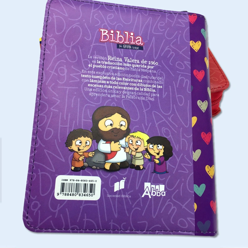 France Holy Children Bible Book Printing Service Colorful Cover Zipper Bag Packing