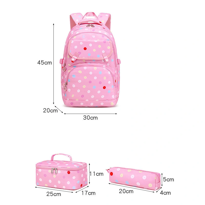 Three-Piece Sets Fashion Girl Waterproof Primary Children School Student Lunch Pencil Pen Pouch Pack Bag Backpack (CY0156)