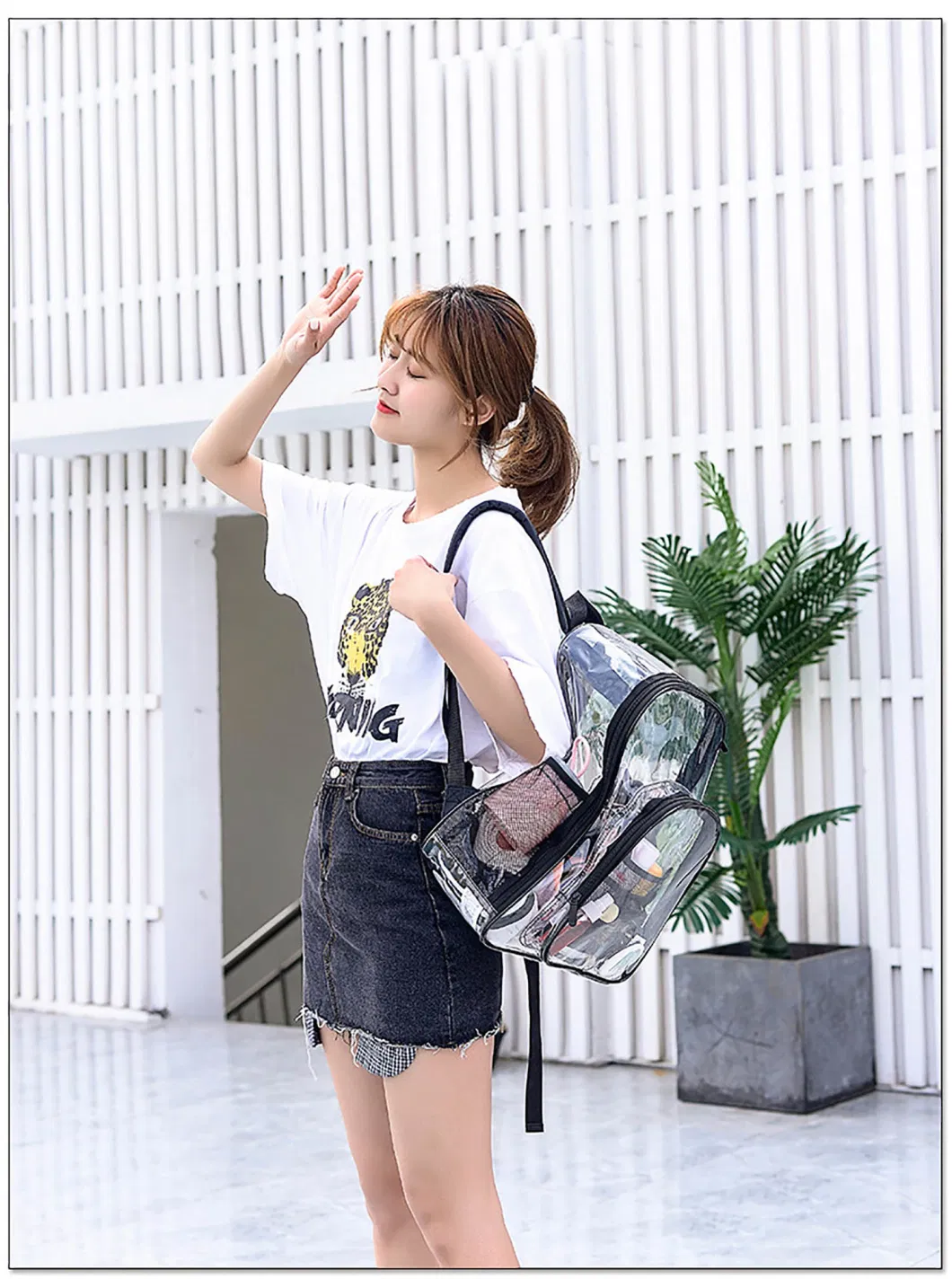 Large Capacity Clear PVC Backpack Waterproof School Transparent Bookbags Children Schoolbag