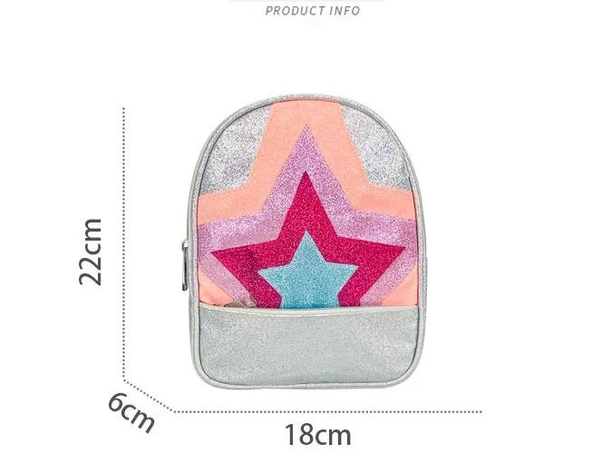 Kids Fashion Designer Sequin Fabric School Backpack with Shiny Colorful Rainbow Pattern