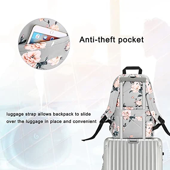 Customized Anti-Theft Stylish Casual Students Shockproof Waterproof College Laptop USB Charging Port Backpack Women Girls