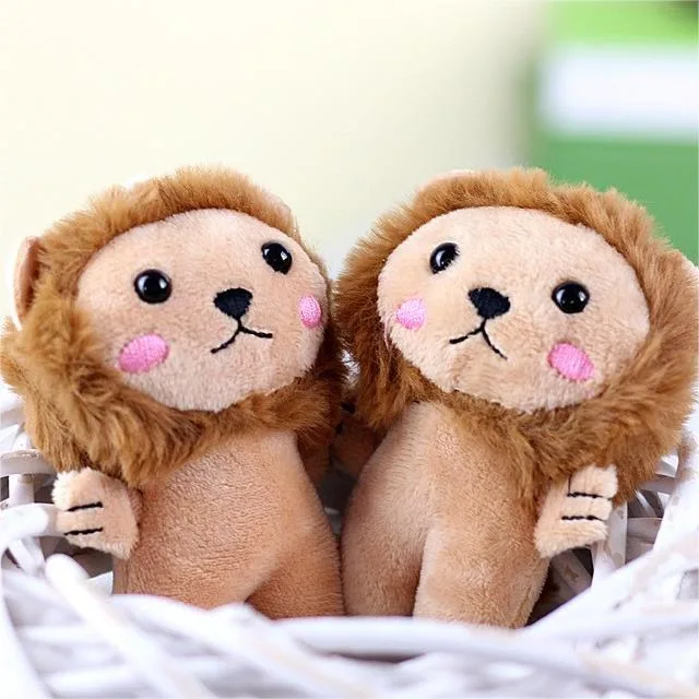 Unisex Cute Little Lion Plush Toy Pendant PP Cotton Filled Backpack Decoration Key Chain for Activity Gift