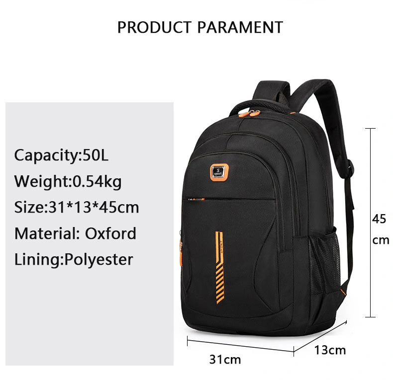 Waterproof Oxford High School Student Backpack Fashion Teenage Large Capacity Backpack for Man