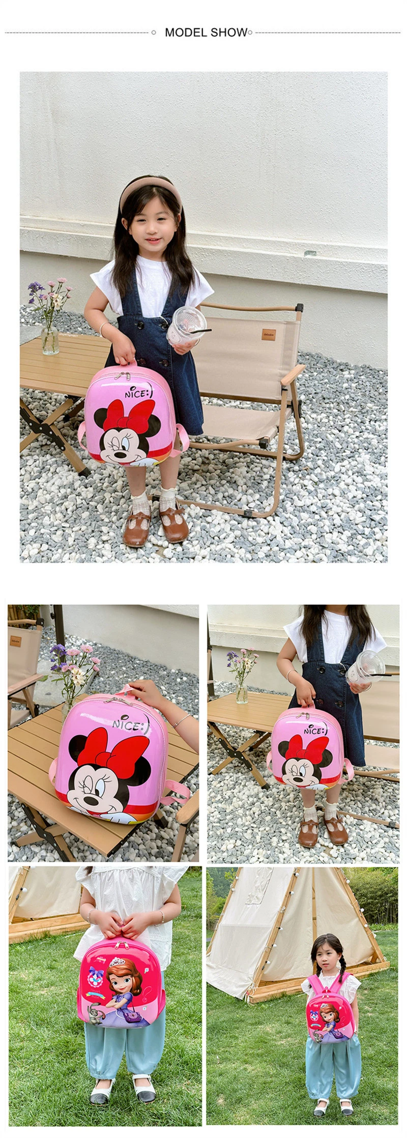 Children&prime;s Backpack Girls Kindergarten Sofia Princess Hardshell Schoolbag Birthday Gift for Kids