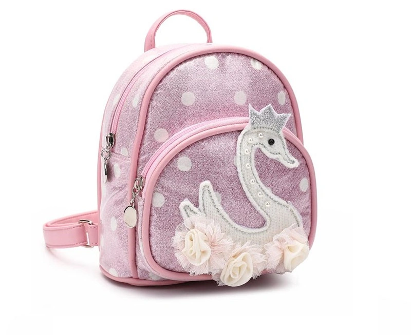 Shiny Glitter Leather Cute Boy and Girl Kindergarten Backpack Doll Tiny Backpack