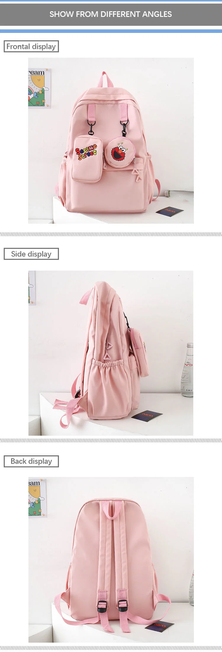 Custom Female Korean Schoolbag Trendy Rucksacks Waterproof Washable Backbag School Student Backpack