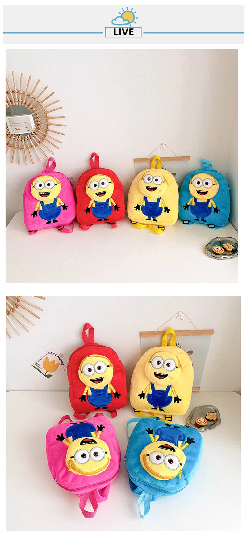 Best-Price Soft Plush Small Bag Cartoon Cute Yellow Backpack for Toddler