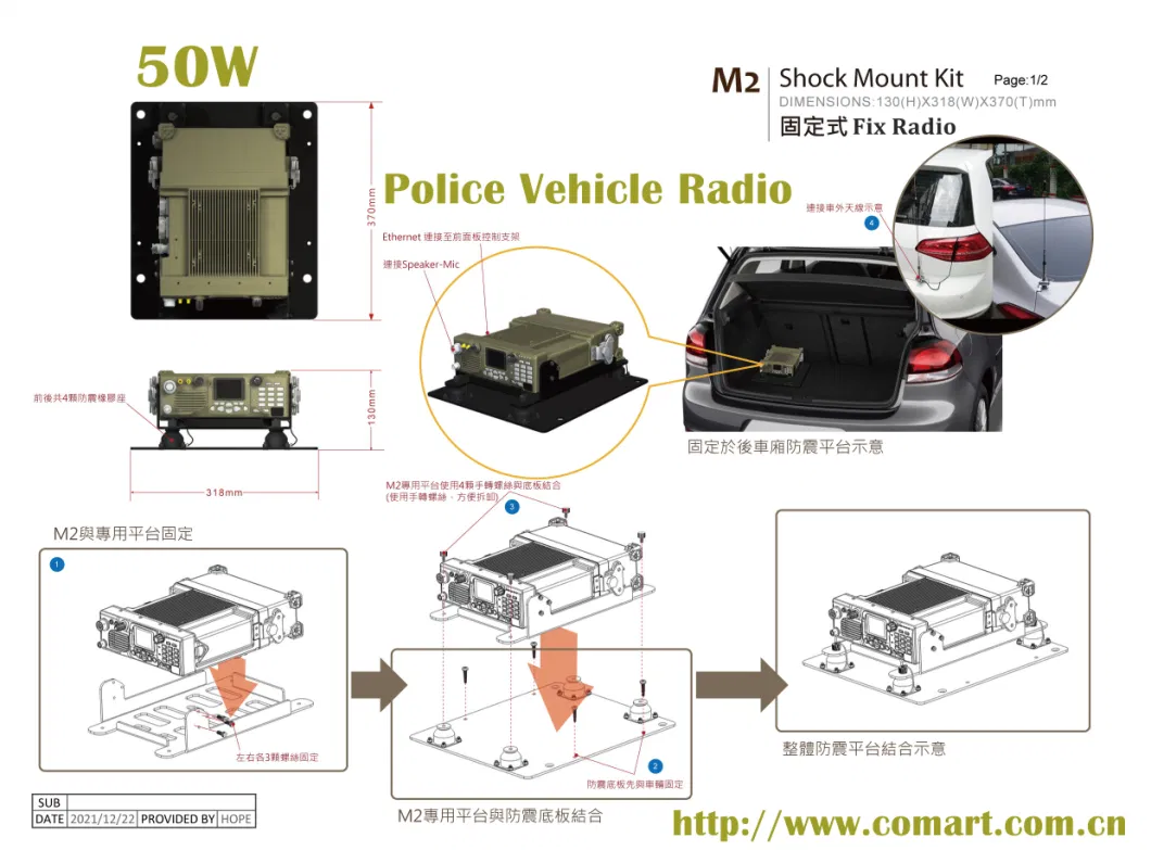 30-88MHz/136-174MHz/403-470MHz Militar Vehicle Car Radio for Polisi /Firefighting Department