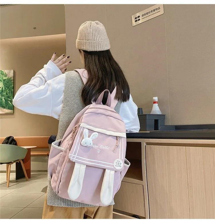 Campus High-Capacity Good Quality Leisure Backpack Female Male with Rabbit Ears