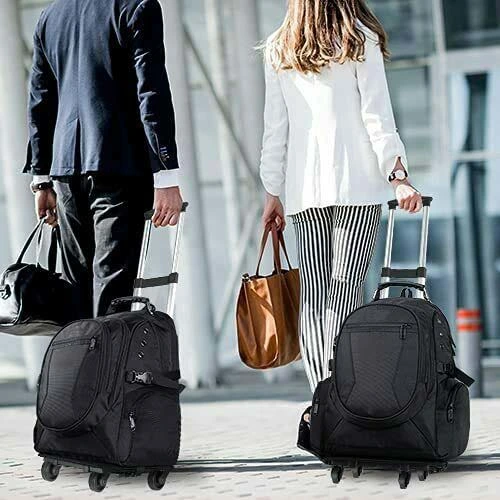 Travel Bag; Trolley Bag; Black 15.6&quot; Rolling Laptop Backpack