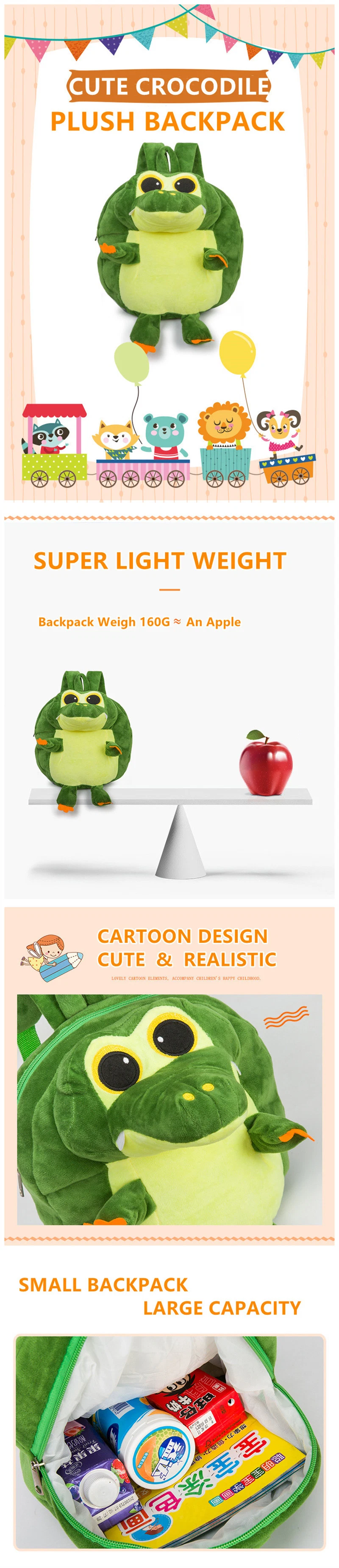 Korean Cartoon Cute Crocodile Baby Backpack for Boys and Girls