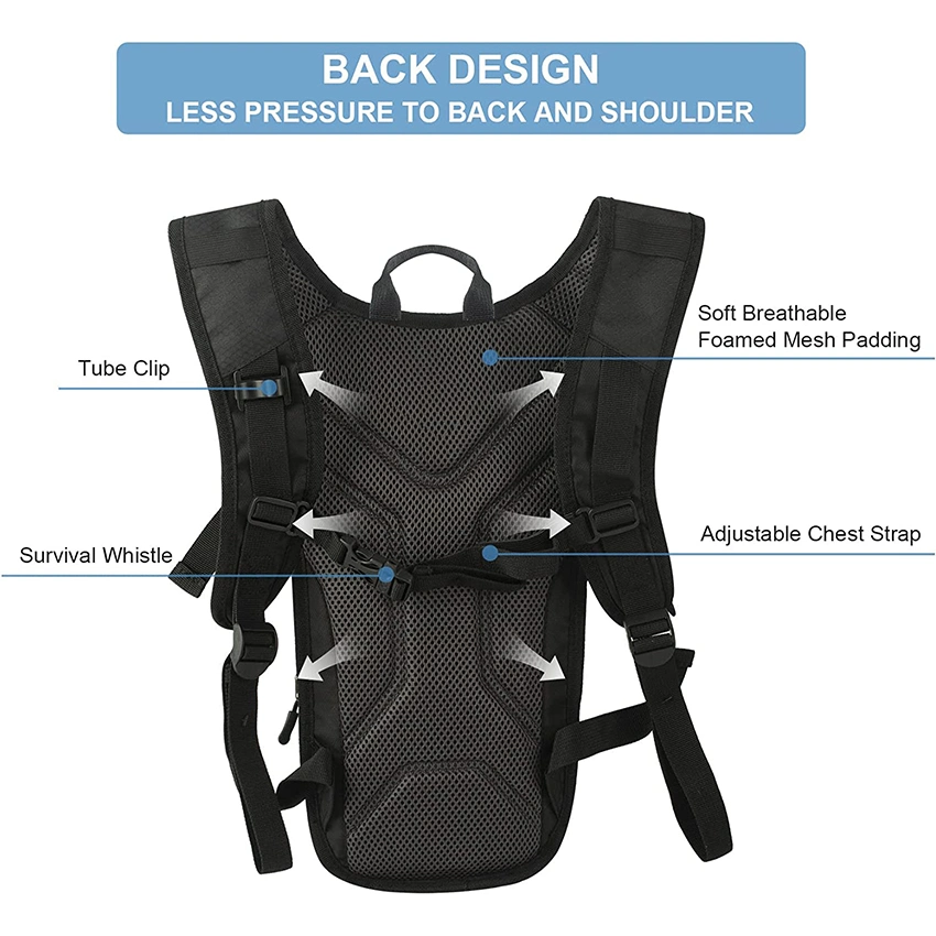 Hydration Backpack with 2L Water Bladder BPA Free Lightweight Cycling Backpack for Men Women Teenagers Waterproof Water Hydration Bag