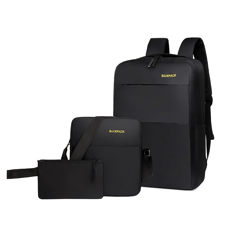 Men&prime;s Business Backpack Korean Version of USB Rechargeable Leisure Female Student Bag Simple Fashion Computer Bag Set of Three.